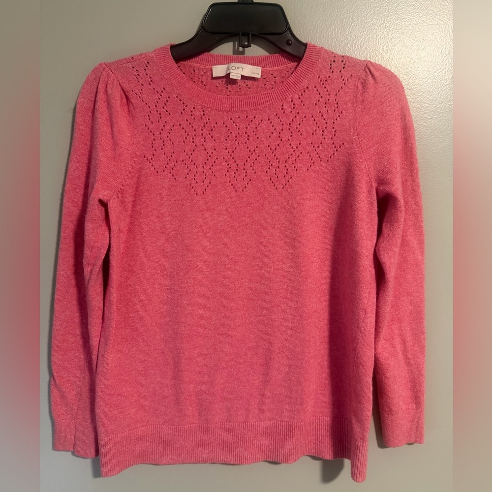 LOFT Wool blend Rose pink Women's Crew Neck long sleeve Sweater petite medium
